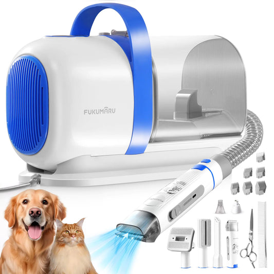 FUKUMARU Dog Grooming Vacuum & Pet Vacuum Grooming Kit Pet Grooming Vacuum for Dogs Dog Hair Vacuum with Pet Clipper Nail Grinder 2L Dust Cup Dog Brush Vacuum with 6 Pet Grooming Tools for Shedding