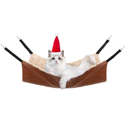 Cat Hammock Bed Medium Reversible Pet Cage Hammock Hanging Soft Pet Bed for Kitten Ferret Puppy or Small Pet