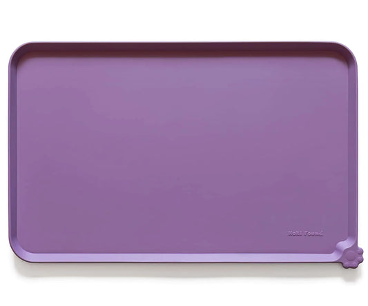 Hoki Found Silicone Pet Food Tray - Dog Pet Cat Feeding Mat - High-Lips Pet Dog Cat Bowl Mats - Waterproof Dog Cat Food Mats -Pet Water Mats for Floors - Amethyst